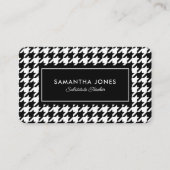 Black Houndstooth Substitute Teacher Contact Info Visitekaartje (Voorkant)