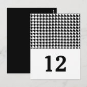 Black Houndstooth Table Number Briefkaart (Voorkant / Achterkant)