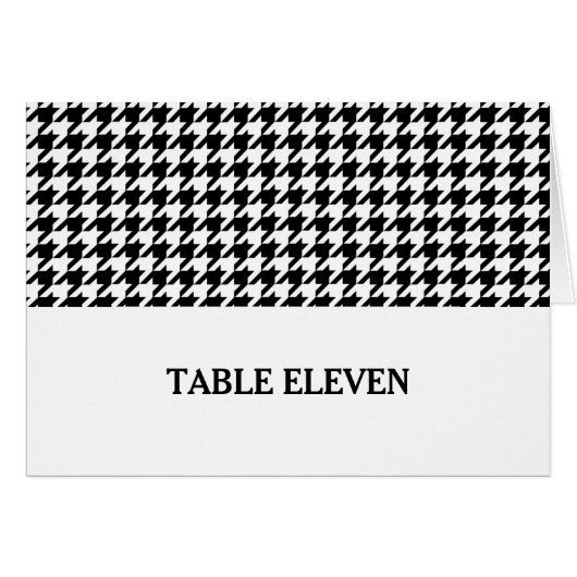 Black Houndstooth Table Number Kaart (Voorkant Horizontaal)
