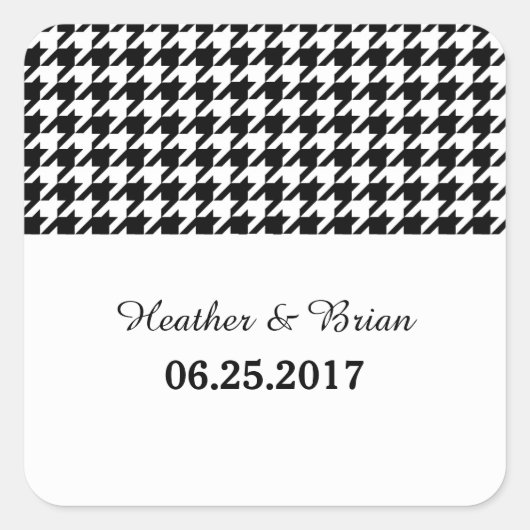 Black Houndstooth Wedding Stickers (Voorkant)