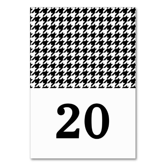 Black Houndstooth Wedding Table Kaart (Voorkant)