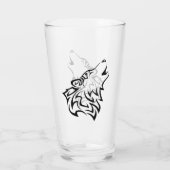 Black Howling Wolf Vector Tribal Glas (Achterkant)