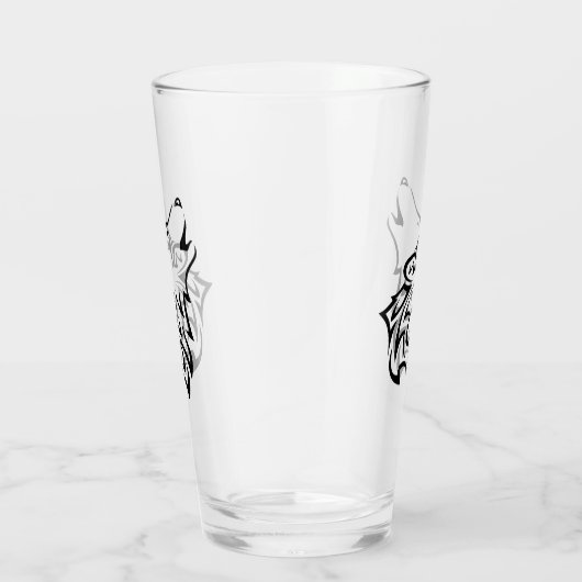 Black Howling Wolf Vector Tribal Glas (Rechts)