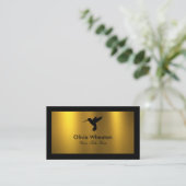Black Humming Bird Faux Gold Foil Visitekaartje (Staand voorkant)