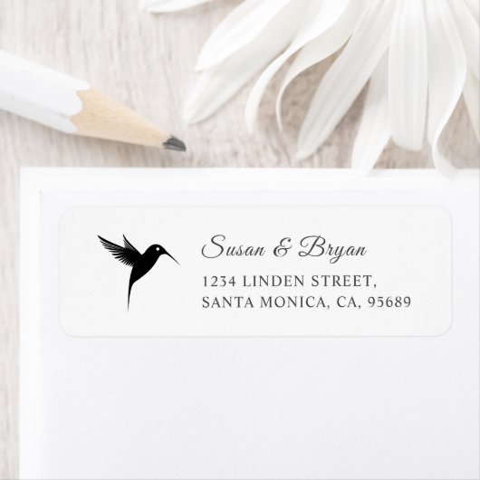 Black Humming Bird Wedding Address Label (Insitu)