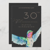 Black Hummingbird ANY Surprise Birthday Invitation Kaart (Voorkant / Achterkant)