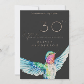 Black Hummingbird ANY Surprise Birthday Invitation Kaart