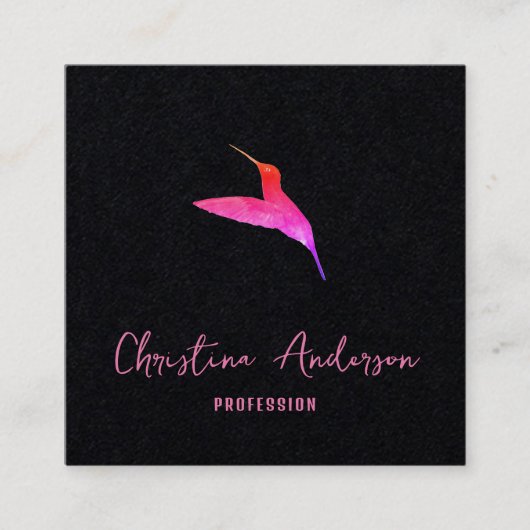 Black Hummingbird Square Visitekaartje (Voorkant)