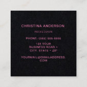 Black Hummingbird Square Visitekaartje (Achterkant)