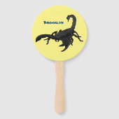 Black hungry scorpion cartoon illustration handwaaier (Achterkant)