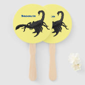 Black hungry scorpion cartoon illustration handwaaier (Voorkant en achterkant)