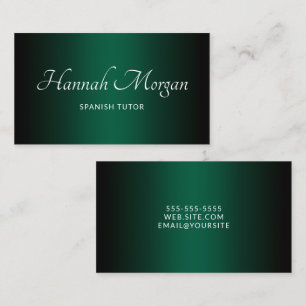 Black Hunter Green Ombre Elegant Script Visitekaartje