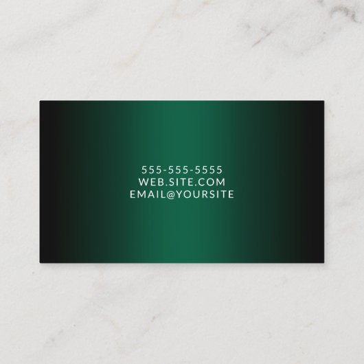Black Hunter Green Ombre Elegant Script Visitekaartje (Achterkant)