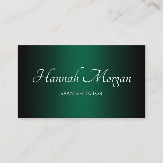 Black Hunter Green Ombre Elegant Script Visitekaartje (Voorkant)