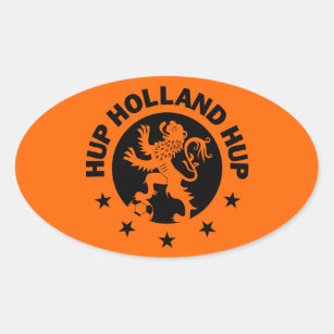 Black Hup Holland - bewerkbare achtergrondkleur Ovale Sticker