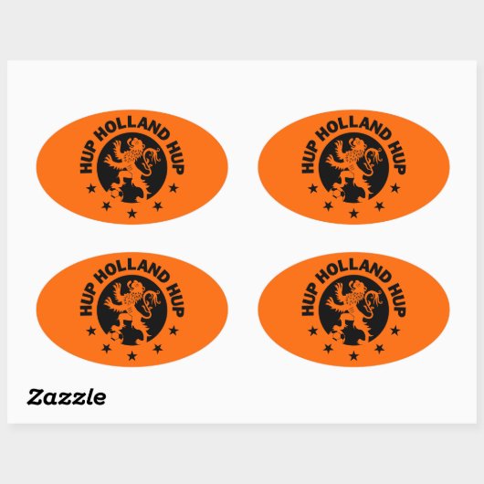 Black Hup Holland - bewerkbare achtergrondkleur Ovale Sticker (Vel)