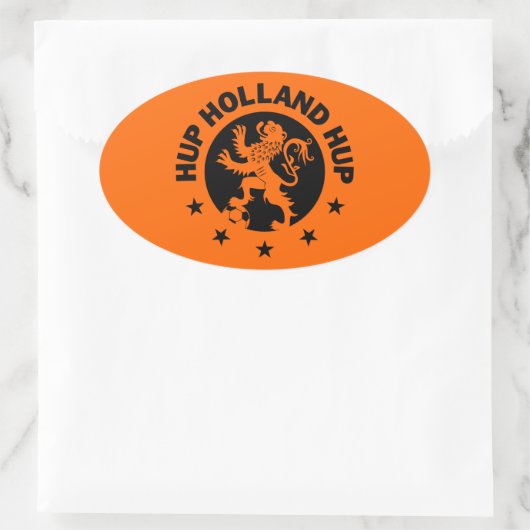 Black Hup Holland - bewerkbare achtergrondkleur Ovale Sticker (Tas)