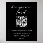 Black | Huwelijksreis Fonds QR Code Trouwbord Poster (Voorkant)