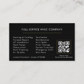 Black HVAC Services Company QR Code Visitekaartje (Achterkant)