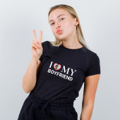 Black I Love My Boyvriend Photo Heart T-shirt