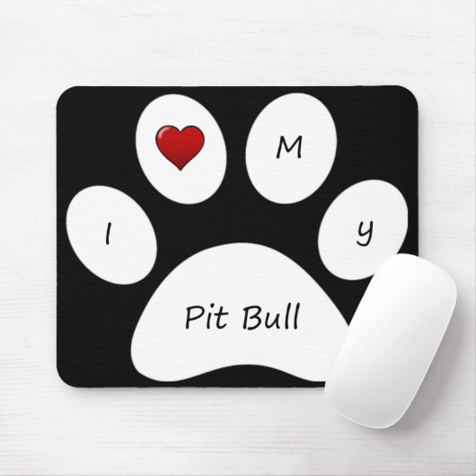 Black I Love My Pit Bull Muismat (Met muis)