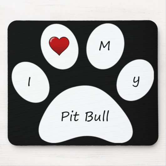 Black I Love My Pit Bull Muismat (Voorkant)