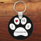 Black I Love My Pomeranian Sleutelhanger (Voorkant)