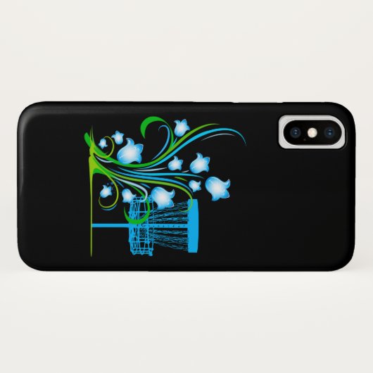 Black I phone case blue mandje (Achterkant (horizontaal))