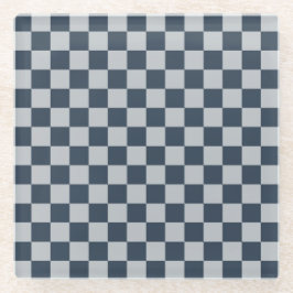 Black ice checkered board pattern glazen onderzetter