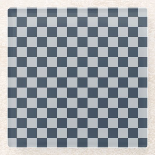 Black ice checkered board pattern glazen onderzetter (Voorkant)