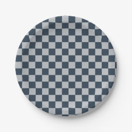 Black ice checkered board pattern papieren bordje