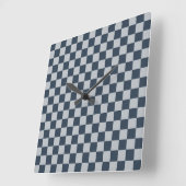Black ice checkered board pattern vierkante klok (Hoek)