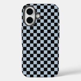 Black ice checkered pattern iPhone 16 hoesje