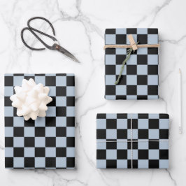Black ice checkered pattern inpakpapier vel