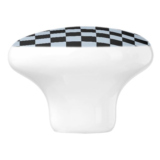 Black ice checkered pattern keramische knop (Zijkant)