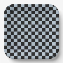Black ice checkered pattern papieren bordje