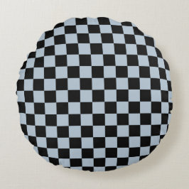 Black ice checkered pattern rond kussen