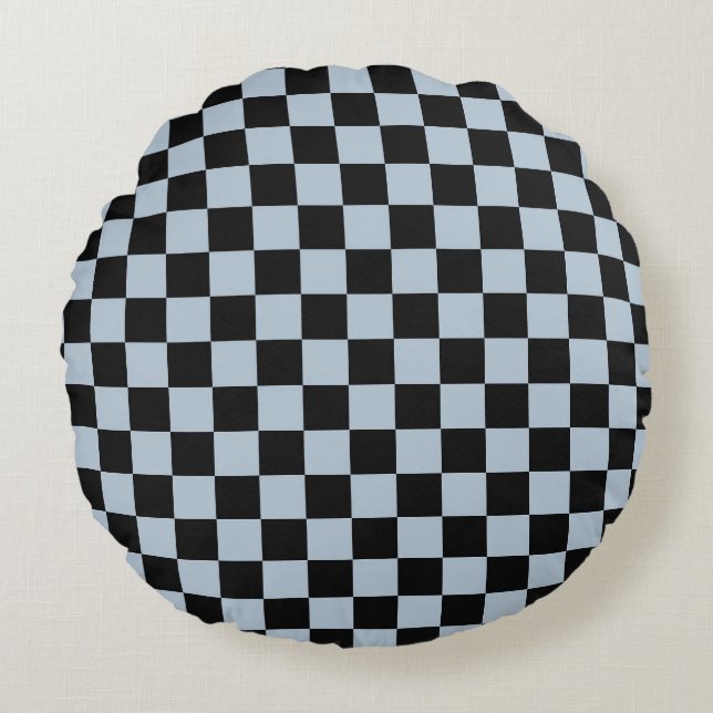 Black ice checkered pattern rond kussen (Voorkant)