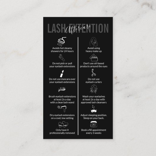 Black Icon Makeup Lash Extension Aftercare Visitekaartje (Achterkant)