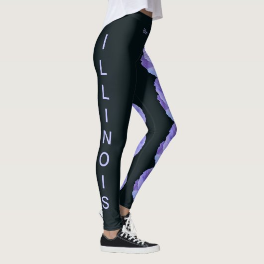 Black Illinois State Flower Blue Violet Leggings (Rechts)