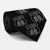 Black Illinois US Route 66 Stropdas (Opgerold)