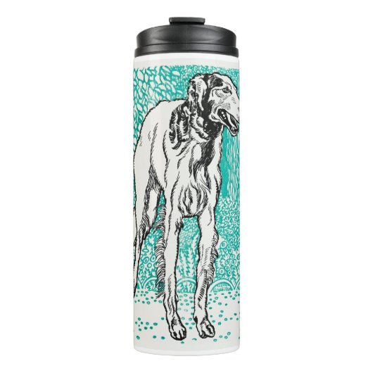 Black Illustration Front Greyhound van Moriz Jung Thermosbeker (Voorkant)