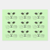 Black Illustrations Cat Faces Green Eyes Whiskers Inpakpapier Vel (Voorkant)