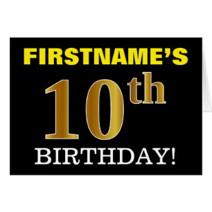 Black, Imitation Gold "10th BIRTHDAY"-Kaart