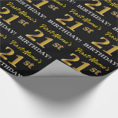 Black, Imitation Gold "21st BIRTHDAY" Cadeaupapier (Hoek)