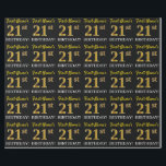Black, Imitation Gold "21st BIRTHDAY" Cadeaupapier<br><div class="desc">Dit het verpakken papieren ontwerp kenmerkt een bericht zoals "Voornaam 21st BIRTHDAY!"met de "21st"met een faux/imitatie gouden-als kleurenverschijning. De naam kan worden aangepast,  en de achtergrond is zwart gekleurd. Het zou misschien kunnen worden gebruikt wanneer het verpakken van giften die voor de 21ste verjaardag van iemand worden gegeven. [~Z0000177]</div>