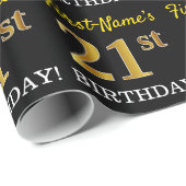 Black, Imitation Gold "21st BIRTHDAY" Cadeaupapier (Rol Hoek)