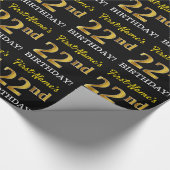 Black, Imitation Gold "22nd BIRTHDAY" Cadeaupapier (Hoek)
