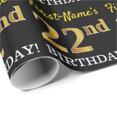 Black, Imitation Gold "22nd BIRTHDAY" Cadeaupapier (Rol Hoek)