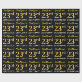 Black, Imitation Gold "23rd BIRTHDAY" Cadeaupapier